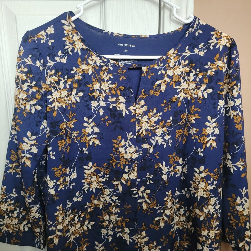 Van Heusen Navy Floral  Blouse
